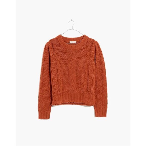 Madewell Ridgecrest Cable Pullover Sweater Heathered Cumin Size Small - Picture 1 of 9